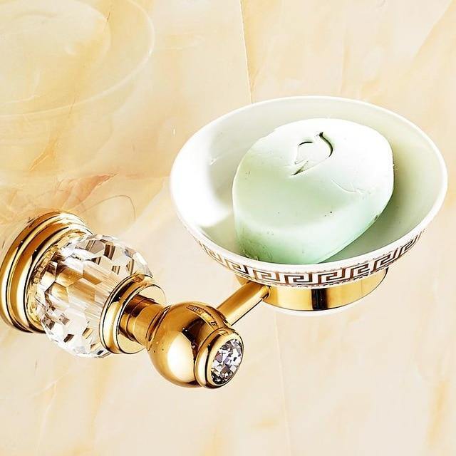 Luxury Gold Crystal Brass Bathroom Accessories - LuxVerve