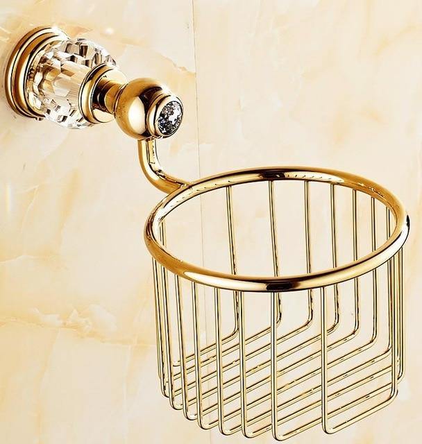 Luxury Gold Crystal Brass Bathroom Accessories - LuxVerve