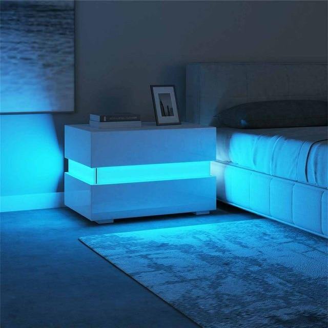 RGB LED Bedroom Nightstand Coffee Table - LuxVerve